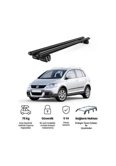 Pençe Volkswagen Golf Cross 2006-2014 Uyumlu Siyah Ara Atkı Port Bagaj Tavan Barı