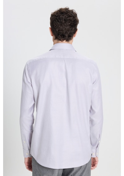 Ac&Co / Altınyıldız Classics Erkek Grı Beyaz %100 Pamuk Slim Fit Dar Kesim Klasik Yaka Kareli Gömlek