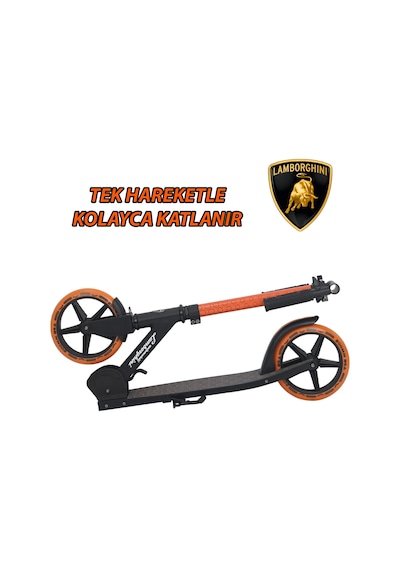 Lamborghini Lisanslı L6-200 Katlanabilir Metal Ayaklık Kaymaz Taban 2 Tekerlekli 8+ Yaş Çocuk Scooter Yeşil