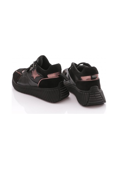 Dgn M555 Kadin Yani Yildiz Desenli Spor Ayakkabi M555-2030-R1534 Siyah