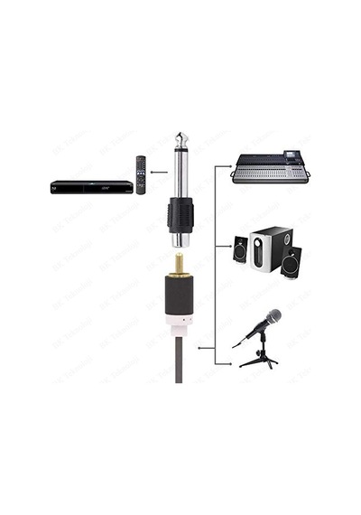 6.35mm 1/4" Mono Fiş Erkek - RCA Dişi Ses Jakı Dönüştürücü Adaptö