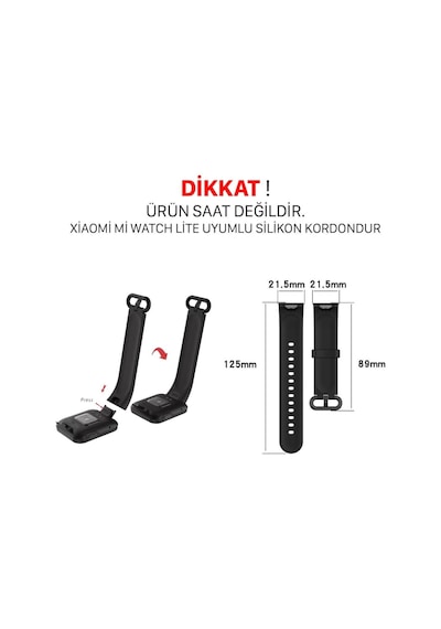 Xiaomi Mi Watch Lite Kordon  Pime Tam Uyumlu Silikon Kayış