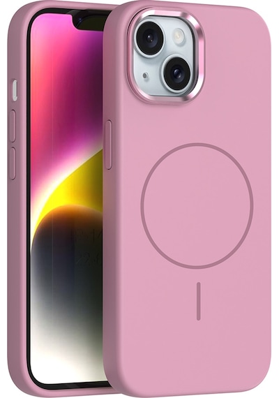Apple Uyumlu iPhone 13 Kılıf M-safe Şarj Özellikli Metal Kamera Çerçeveli Mkst Edi Silikon Kapak - Mor Mor