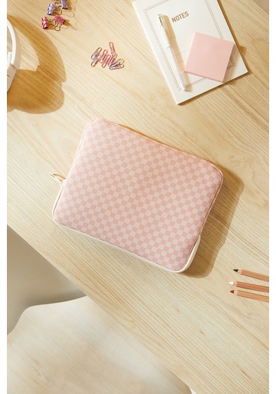 Ocean Home Textile Su İtici Leke Tutmaz Pembe Dama Desen Tablet Taşıma Çantası / Kılıfı 27 X 21 X 2 Cm Tablet Kılıfı