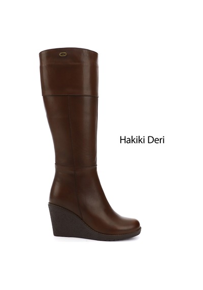 Gönderi(R) Gönderir Kadın Kahve Antik Fermuarlı Dolgu Topuklu Hakiki Deri Çizme Gkzc13444587 Kahverengi