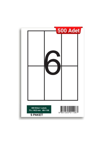 Herboy Hb-1106 148,5 X 70 Mm A4 Laser Etiket 500 Adet