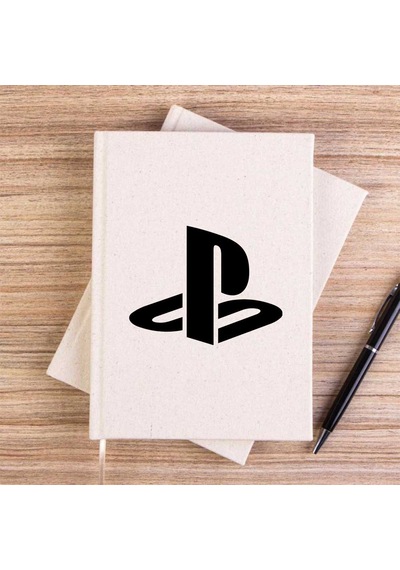 Playstation Logo Black Krem Çizgisiz Kanvas Defter