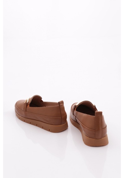 Dgn 2274-4 Kadin Aksesuarli Loafer Ayakkabi Taba Floater
