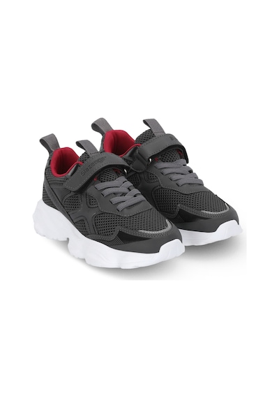 Slazenger Fast Track I Unisex Çocuk Cırt Cırtlı Koyu Gri / Kırmızı Günlük Spor Ayakkabısı