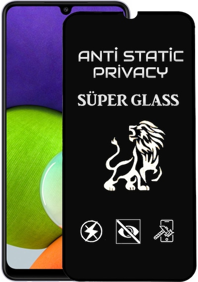 Samsung Galaxy Uyumlu A22 Tam Kaplayan Anti Statik Hayalet Süper Cam Ekran Koruyucu