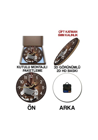 Sessiz Yuvarlak Ahşap Duvar Saati, Kuvars Hareketli 3d Görünümlü 2d Saat Sdw118 Renkli