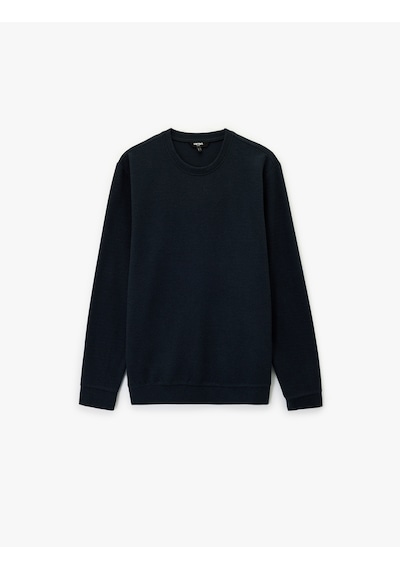 Koton Uzun Kollu Bisiklet Yaka Basic Sweatshirt Lacivert 6wam70090mk Lacivert