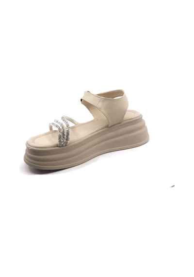 Ayakkabımood Cc 318 Ten Taşlı Bayan Sandalet Ayakkabı Ten Rengi