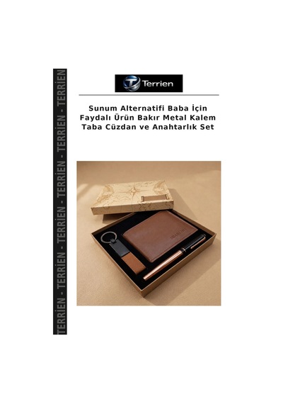 Terrien Sunum Alternatifi Baba İçin Faydalı Ürün Bakır Metal Kalem Taba Cüzdan Ve Anahtarlık Set Çok Renkli