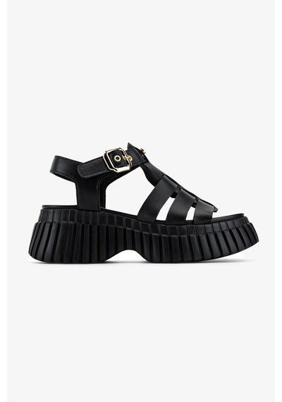 Valmenti Kadın Hakiki Deri Siyah Deri Düz Sandalet 1141 842 Bn Sndlt Y26 Black Leather