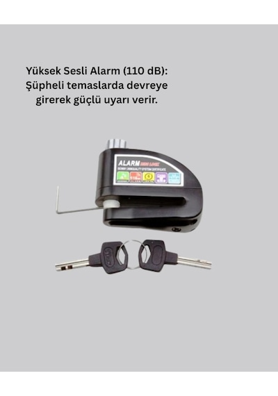 110 Db Alarm Disk Kilidi Motosiklet Scooter Bisiklet Güvenlik Yeni Nesil Siyah