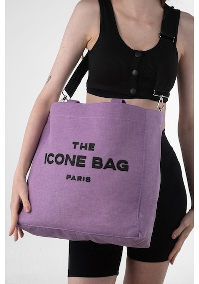 Icone Lila The Icone Bag Paris İşlemeli Tote Kadın Kol Çantası Ve Omuz Çantası Lila