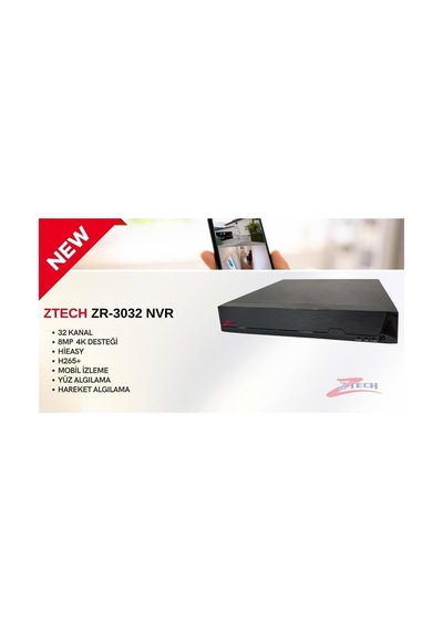 Ztech Kayıt Cihazı Zr-3032 32 Kanal 8mp Nvr 4k Hieasy Yapay Zeka