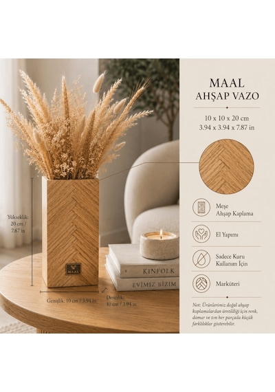 Maal Meşe Collection Dekoratif Ahşap Vazo