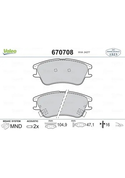 Valeo 670708 On Fren Balatasi 5810102a10 5810105a10 5810105a30