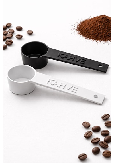 Kahve Yazılı Kahve Ölçü Kaşığı 2 Adet Espresso & Filtre Kahve Set-renk Seçenekli Beyaz - Siyah