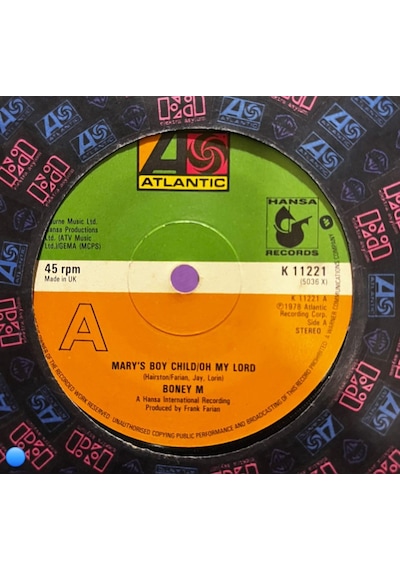 Boney M. - Mary's Boy Child / Oh My Lord / Dancing In The Streets 7" Single, 1978 - Atlantic/hansa