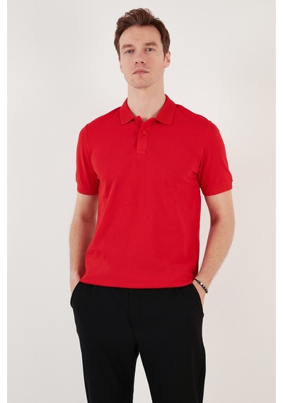 Buratti Pamuklu Regular Fit Düğmeli Erkek Polo Yaka T Shirt 5902739 Kırmızı