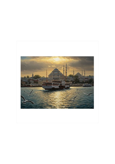 İstanbul Un Gün Batımı Desenli Mdf Tablo