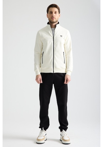 Shooter Sportswear Shooter Erkek Luxe Eşofman Takımı Rahat Kalıp Manşetli Minimal Logo Ekru