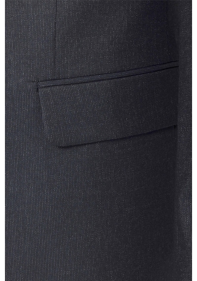 Süvari Lacivert Slim Fit Desenli Sivri Yaka 6 Drop Klasik Takım Elbise-35527 Lacivert