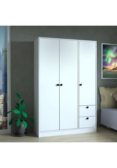 k-anm 3 Kapaklı 2 Çekmeceli 110 Cm Gardırop