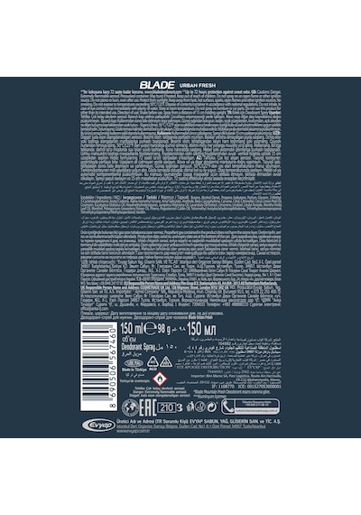 Blade X2 Perfume Urban Fresh Erkek Deodorant Body Spray 2x150 Ml Leke Bırakmaz %0 Alüminyum 67635547
