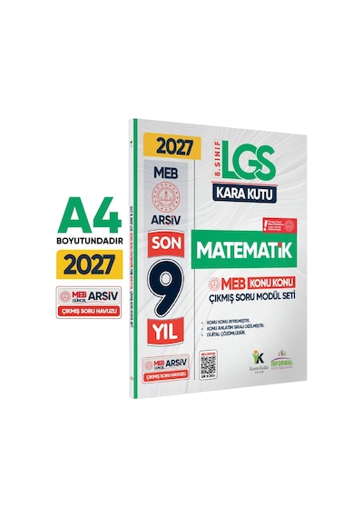 2027 LGS 8.Sınıf MATEMATİK Karakutu MEB Çıkmış Soru Modülü Video/PDF Çözümlü Konu Konu Son 9 Yıl