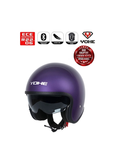 Yohe Motosiklet Kaskı 880-shıny-tıtanıum-purple Çok Renkli