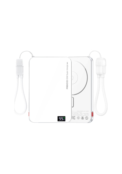 Recci Rpb-w41 Pd 20w Ultra İnce Hızlı Şarj Özellikli Type-c Kablolu Powerbank 15w 5000mah Beyaz Beyaz