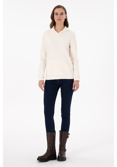 U.S. Polo Assn. Kadın Krem Kapüşonlu Basic Sweatshırt 50289536-VR071