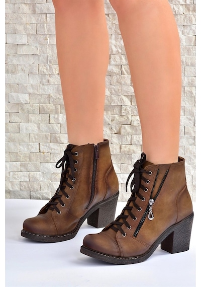 Fox Shoes Vizon Kalın Topuklu Kadın Bot C674150209