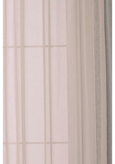 Lexroo Fabric Design Folded Bej Keten Plus Tül Perde 150 X 260