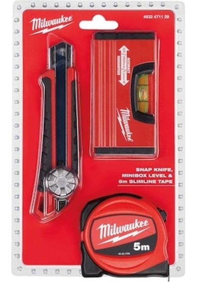 Mılwaukee 3'Lü Maket Bıçağı+Metre+Minibox Terazi Seti