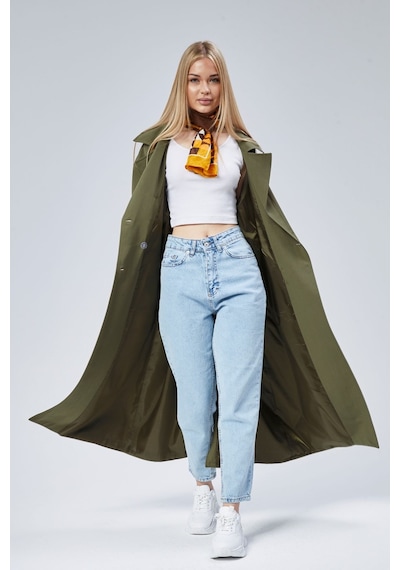 Oversize Rüzgarlık Detaylı Trençkot Haki