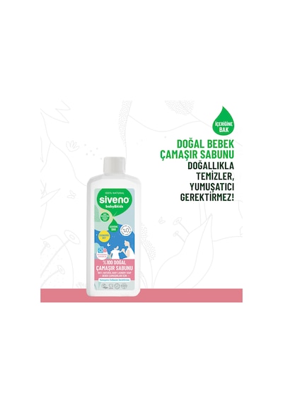 Siveno %100 Doğal Bebek Çamaşır Sabunu Kendinden Yumuşatıcılı Bitkisel Deterjan Konsantre Vegan 1000 Ml