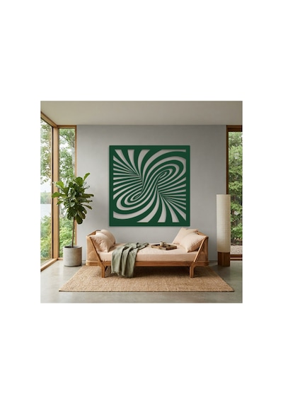 Optik İllüzyon Metal Duvar Tablosu - Metal Duvar Sanatı - Duvar Dekoru - 50 X 50 Cm Yeşil
