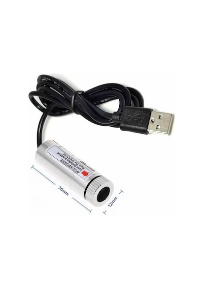 Devremarkt Usb Kablolu 5mw 650nm Nokta Çizgi Lazer Modül 1 Metre Kablo Lens İle Odak Ayarlı 12mm Çap