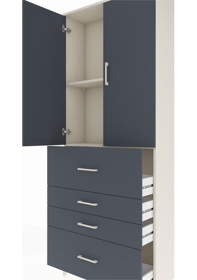 Arges Dolap 2 Raflı 4 Çekmeceli 2 Kapaklı 88x30x221 Aytaşı-antrasit Aytası