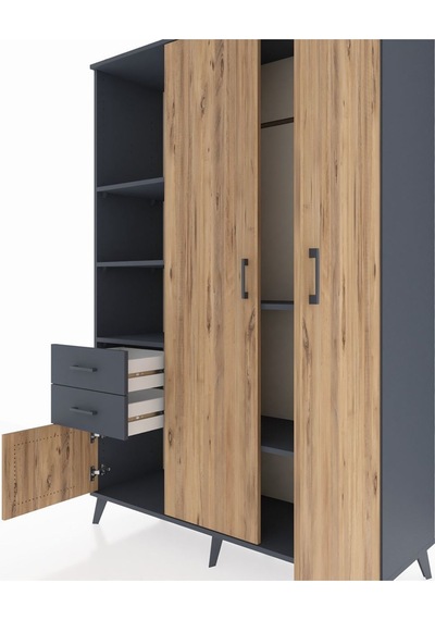 Hyperion Dolap 5 Raflı 2 Çekmeceli Tek Askılı 132x44x195 Antrasit-çam/antrasit Atlas Çam/antrasıt - Antrasıt Hyperion Dolap 5 Raflı 2 Çekmeceli Tek Askılı 132x44x195 Antrasit-çam/antrasit Atlas Çam/antrasıt - Antrasıt