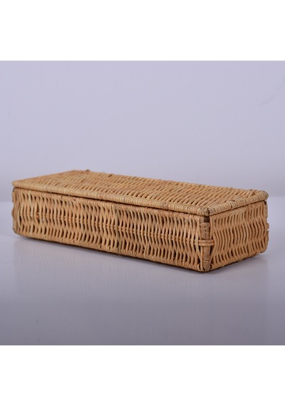 Laura 26x10x5 Cm. Rattan Kapaklı Saklama Kutusu & Dekoratif Obje Bej
