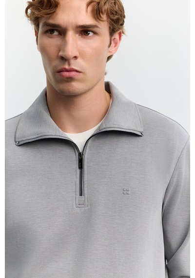 Avva Erkek Gri Dik Yaka Fermuarlı Modal Karışımlı Soft Touch Regular Fit Sweatshirt A62y1271 Avva Erkek Gri Dik Yaka Fermuarlı Modal Karışımlı Soft Touch Regular Fit Sweatshirt A62y1271