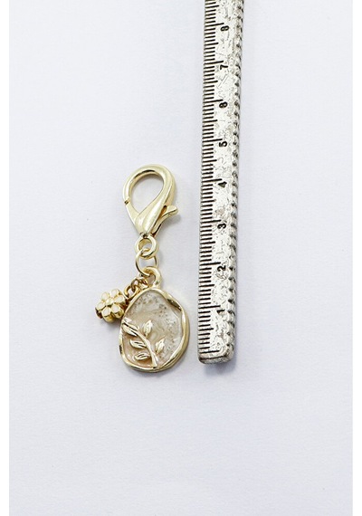 Mineli Minimalist Çiçekli Klipsli Cüzdan Süsü Charm Çanta Süsü An