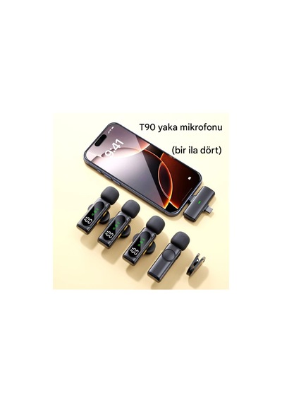 Kablosuz 4 Adet Tüylü Yaka Mikrofonu Apple iPhone Uyumlu  Type-c Pc Tablet Video Kayıt Vlog Lightning Usb-c Çıkış