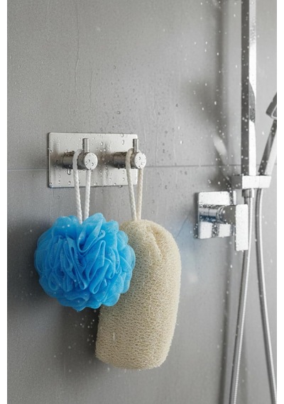Paslanmaz Çelik Banyo Askısı, 2 Kancalı Kendinden Yapışkanlı Vidasız Duvar Askılığı, Havlu Bornoz Mutfak Askısı, 11 X 5 Cm, Gümüş Diğer